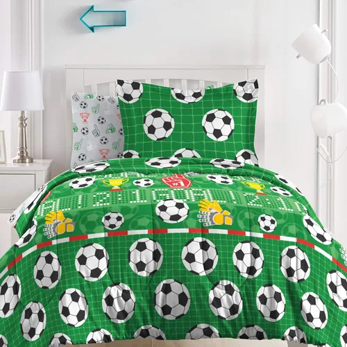 Vista 10 de dream FACTORY - Juego completo de ropa de cama infantil de 5 piezas, de microfibra muy suave, fácil de lavar, tamaño individual, globos de corazón