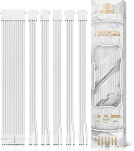 Vista 11 de Asiahorse Cable con funda de fuente de alimentación para cable de extensión de fuente de alimentación, kit de cable de extensión 1x24-PIN/2x8-PORT