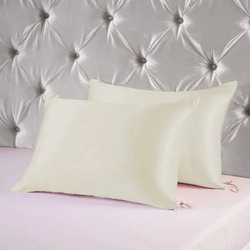 Gilbin - Juego de 4 fundas de almohada de satén para cabello y piel, con cierre de sobre, con cremallera oculta, funda de almohada de satén estándar