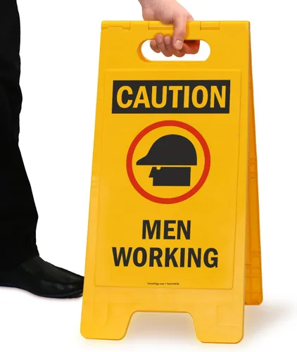 Vista 6 de SmartSign Letrero plegable de dos caras con símbolo de "Caution - Men Working" de 25 x 12 pulgadas, plástico de polipropileno impreso digitalmente