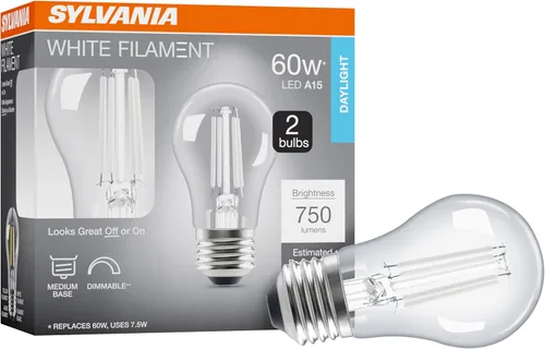 Vista 16 de Sylvania T14 - Bombilla LED transparente de filamento blanco, 3.5 W, regulable, 300 LMS, base media, 2700 K, blanco suave, 1 paquete (42266)