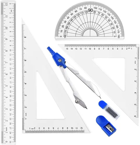 Vista 7 de Coopay Juego de reglas triangulares grandes cuadradas, 30/60 y 45/90 grados, hueco circular