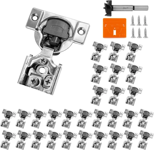 Vista 17 de Bisagras de gabinete de 1 pulgada de superposición con cierre suave, 2 paquetes de bisagras de cierre lento y suave para gabinetes de cocina