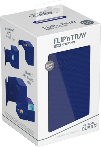 Vista 7 de Ultimate Guard Flip'n'Tray - Funda para 100 tarjetas TCG de doble manga + bandeja de dados, color azul, cierre magnético independiente y forro