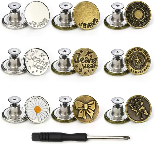 Vista 11 de Arokimi Reemplazo de botones de jeans, botones instantáneos sin coser para pantalones con herramienta, 0.669 in