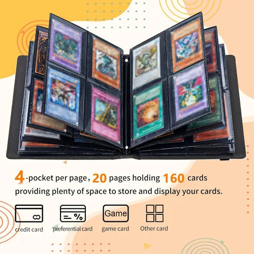 Vista 5 de Carpeta de tarjetas para Pokemon Mtg Yugioh TCG Béisbol Deportes Tarjetas Coleccionables Libro Carpeta Libro de 4 Bolsillos Carga Lateral 2160