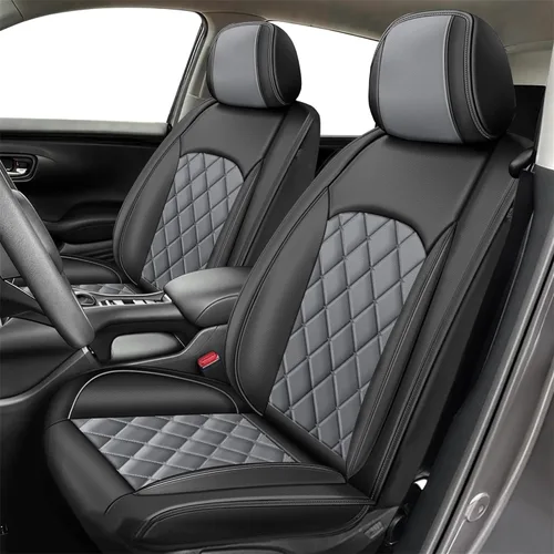 Vista 31 de Fundas de asiento de automóvil para Nissan Frontier 2007-2024 2025 2026 de piel sintética impermeable, juego de fundas de asiento delantero