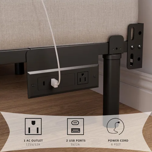Vista 5 de Shoaned - Base de cama tamaño Queen con LED, estructura de cama metálica de 18 cm, para somier y colchón, base de cama resistente, sin ruidos, fácil