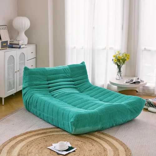 Vista 10 de N&V Fireside - Tumbona de piso sin brazos de mediados de siglo, sofá de pana suave de alta calidad, sofá de espuma para sala de estar, dormitorio