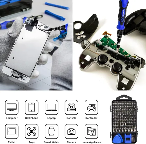 Vista 2 de STREBITO Juego de destornilladores magnéticos de precisión de 124 piezas con 101 bits, para computadora, laptop, teléfono celular, PC, MacBook