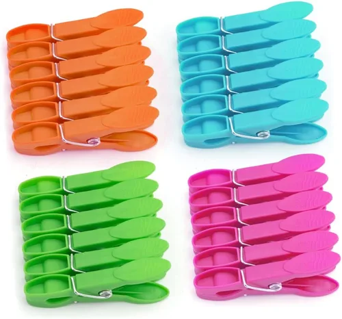 24 pinzas de plástico para ropa, pinzas de ropa resistentes, juego de alfileres de ropa de secado al aire, clips de toalla, clips de resorte, clips