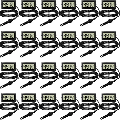 Vista 7 de Weewooday Mini medidores digitales de temperatura y humedad con sonda, pantalla LCD de visualización Fahrenheit, termómetro higrómetro