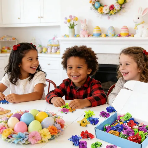 Vista 3 de Vileafy 50 mini autos de tracción para niños – rellenos de huevos de Pascua, bolsas de regalos de cumpleaños, recompensas de aula, recuerdos