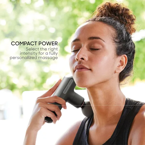 Vista 3 de Sharper Image Powerboost Move Aero 3.0 - Mini pistola de masaje de percusión Diseño suave al tacto actualizado, bolsa de transporte, 4 nodos