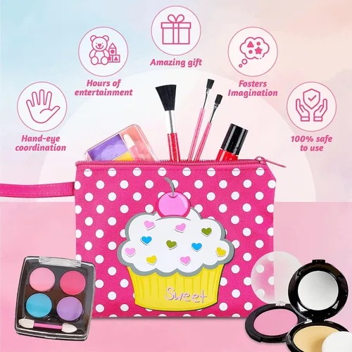 Vista 3 de Beverly Hills Set de juguete de maquillaje para pretender, mi primer set de cosméticos de belleza de princesa para niñas pequeñas, juego