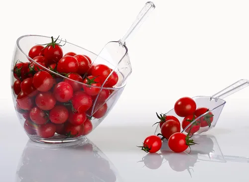 Vista 3 de Hoolerry El kit de 12 cuencos para servir incluye cuencos de plástico transparente para fiestas y palomitas, cucharas de plástico acrílico