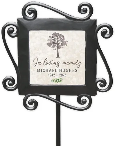 Vista 9 de Estaca de jardín conmemorativa personalizada Cruz floral azul tan profundamente amada muy perdida
