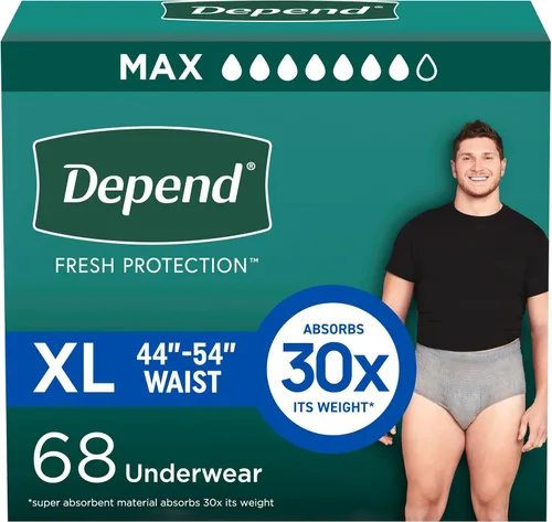 Vista 20 de Depend Fresh Protection - Pañales para adultos, ropa interior para incontinencia para hombres, desechables, máximo, pequeño/mediano, gris, 19