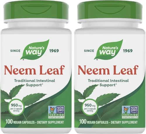 Vista 10 de Nature's Way Cápsulas de hojas de neem, soporte intestinal tradicional*, utilizadas en ayurveda, 950 mg por porción de 2 cápsulas, proyecto