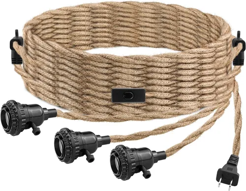 Vista 7 de LYOOWNG Cable de luz colgante con enchufe, luces colgantes estilo granja con cable enchufable, kit de cable de luz colgante de 15 pies de cuerda