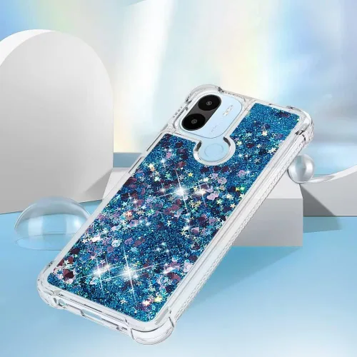 Vista 3 de Funda de silicona transparente con purpurina para Xiaomi Redmi A1 Bling Liquid Clear Star Heart Silicone Bumper a prueba de golpes, funda