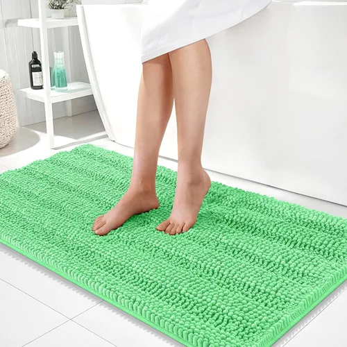 Vista 309 de OLANLY Alfombras de Baño Gruesas de 47 x 20 pulgadas, Extra Suaves Absorbentes de Chenilla a Rayas, Respaldo de Goma, Lavables y Secables a Máquina
