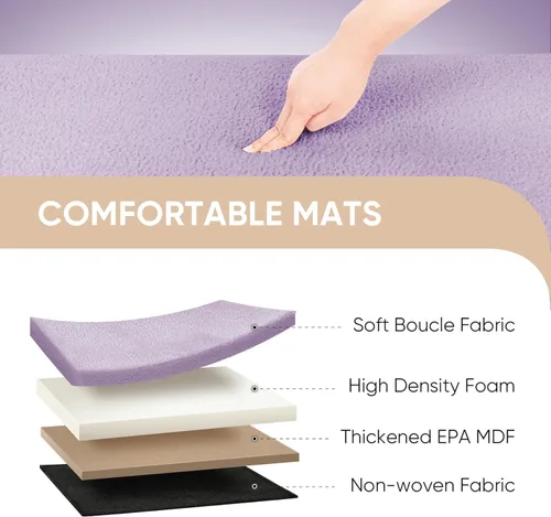 Vista 179 de PINPLUS Otomanas otomanas de almacenamiento con forma cuadrada con reposapiés de almacenamiento para sala de estar, asiento otomano Boucle para Gris