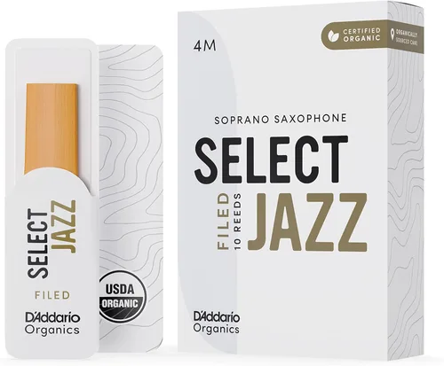 Vista 18 de D'Addario Organic Select Jazz Unfiled - Cañas de saxofón soprano - Cañas de saxofón - Selladas individualmente - 3 duras, paquete de 10