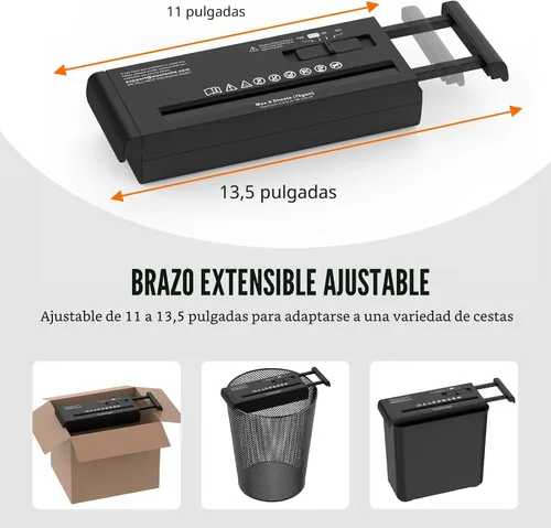 Vista 4 de Suntiko 6-Sheet Strip Cut Portable Home Paper Shredder no Basket Negro