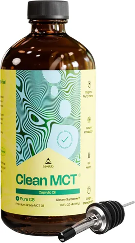 LevelUp Aceite C8 MCT, ácido caprílico 100% puro (de coco) para energía limpia y enfoque, aceite MCT apto para dieta cetogénica para café, sin OMG