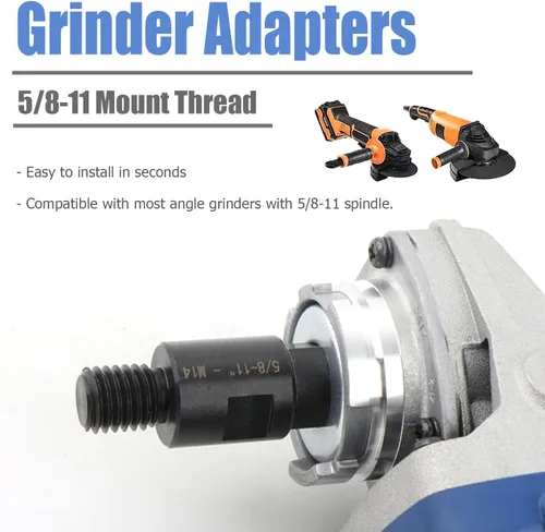 Vista 5 de Mesee 2 adaptadores de amoladora angular de 5/8 "-11 hembra a M14 macho adaptador de rosca convertidor varilla 5/8 "-11 a M14 pulidora rotativa