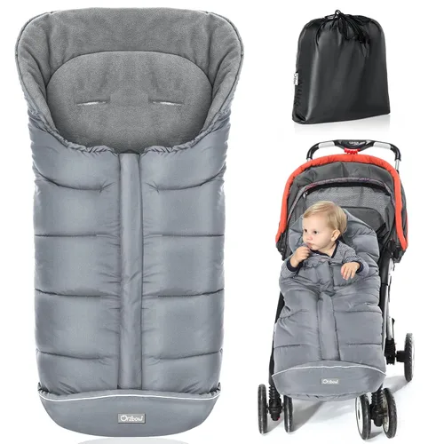 Vista 8 de Orzbow Saco universal para cochecito, saco de dormir cálido para invierno, impermeable y resistente al viento con forro de polar cálido para Negro