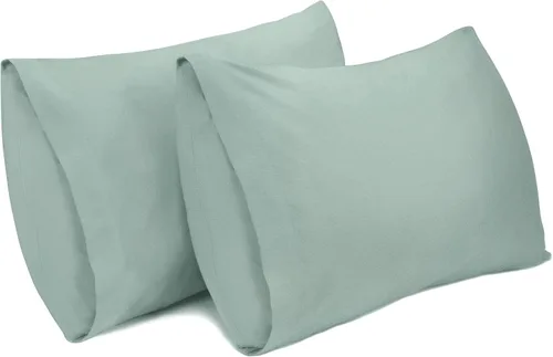 Lirex Paquete de 2 fundas de almohada, 100% algodón, transpirables, 20" x 36" tamaño King estándar, color verde aguamarina Aqua Green