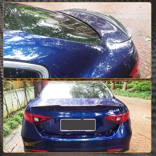 Vista 2 de MCARCAR KIT Alerón de maletero de fibra de carbono para Alfa Romeo Giulia Sedan 2015-2024 Tapa trasera de maletero Highkick Spoiler Wing Lip Factory