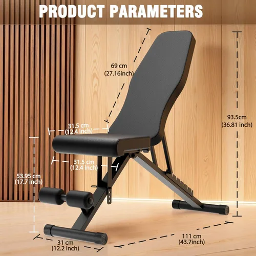 Vista 9 de 2026 1000LBS Adjustable Weight Bench, Multi-Functional Incline Decline Flat Bench Press, Foldable Full Body Dumbbell Workout Bench for Home Gym