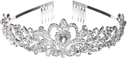 Vista 3 de Velos florales de primera comunión para niñas, corona de perlas blancas