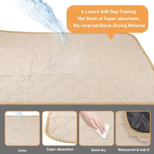 Vista 4 de Paquete de 2 almohadillas lavables para orina de perro de 26 x 20 pulgadas, almohadillas antideslizantes absorbentes para orina de conejillo