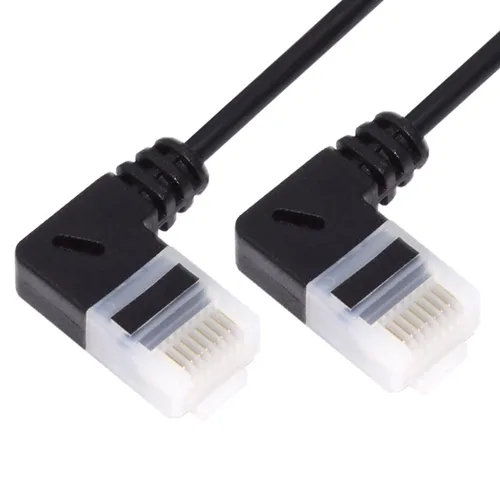 Vista 18 de CY Cable Ethernet Cat6 ultradelgado delgado RJ45 en ángulo de 9.8 in UTP Cable de red Cable de conexión LAN Cat6a de 90 grados para router portátil