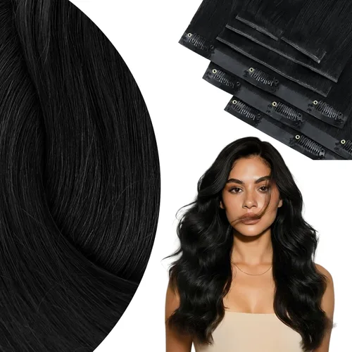 Vista 17 de Ve Sunny Extensiones de cabello humano real con clip balayage, color marrón castaño degradado a rubio, 12 pulgadas, 5 unidades, 2.82 onzas