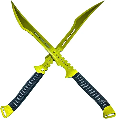 Vista 5 de Juego de 2 espadas ninja de 27 pulgadas, cuchillas de acero inoxidable con vaina/magnética