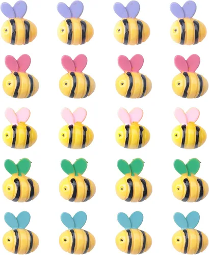 Sowaka 20 adornos de abeja de resina con parte trasera plana, suministros de decoración en forma de abeja para decoración del hogar, fiestas
