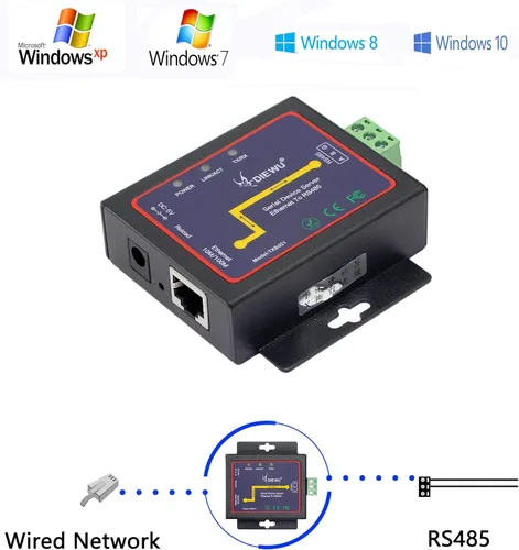 Vista 2 de CERRXIAN RS485 a Ethernet RJ45 TCP/IP Serial Device Servidor Convertidor Transmisión Transparente Dispositivo de Comunicación de Datos Seriales