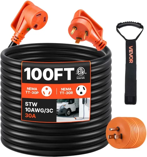 Vista 19 de VEVOR Cable de extensión de 50 amperios para RV, de 15 pies, cable de alimentación para RV resistente STW de calibre 6/3+8/1, enchufe macho NEMA