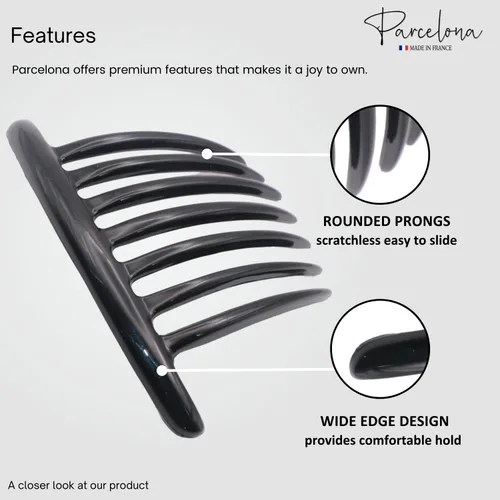 Vista 3 de Parcelona French Twist - Juego de 2 peines de celuloide de 4 pulgadas (4.0 in), flexibles, duraderos, antideslizantes, accesorios para el cabello
