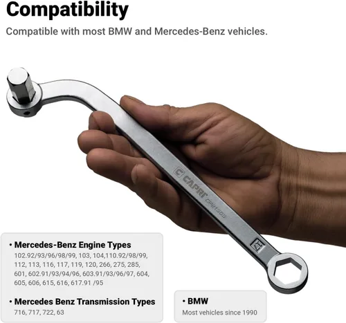 Vista 4 de Capri Tools Llave de tapón de drenaje de aceite, compatible con BMW y Mercedes-Benz, enchufes de 0.669 in y 0.551 in