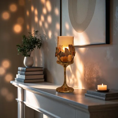 Vista 3 de Decozen Portavelas con vidrio y marco decorativo con acabado dorado para decoración del hogar, consola, centro de mesa, centro de mesa, jardín