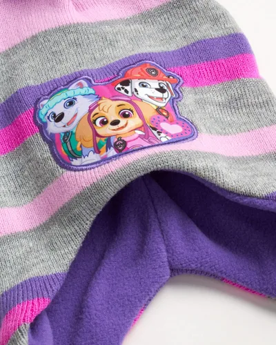 Vista 3 de Nickelodeon Paw Patrol - Sombrero de invierno para niñas y 2 pares de guantes o guantes (edad 2-7)