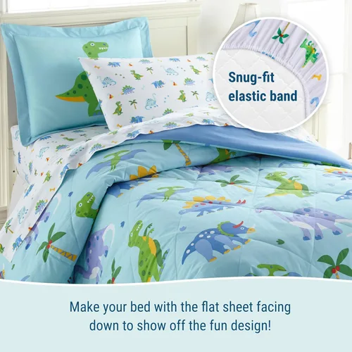Vista 5 de Wildkin 100% Algodón 5 Piezas Cama Individual Bed-in-A-Bag, Incluye Edredón