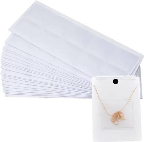 Vista 3 de Honbay 200 bolsas de cadena autoadhesivas para collares, bolsas de joyería con bolsillos para sostener cadenas sueltas, suministros de joyería