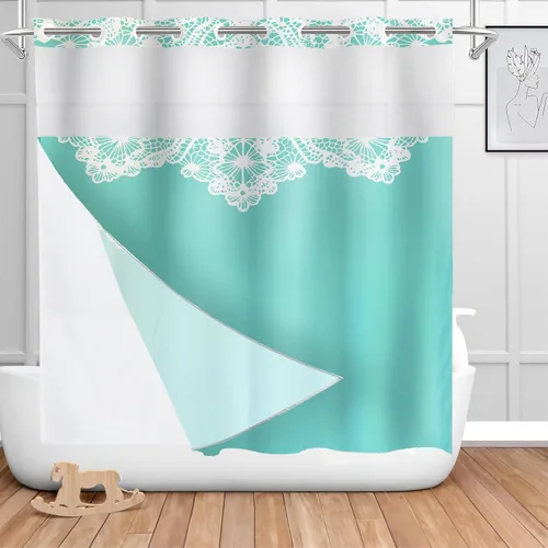 Vista 475 de Shrahala Father and Child Embracing No Hooks Shower Curtain with Snap in Liner Set, Tender Moment Captured Bathroom Décor Polyester Fiber Waterproof
